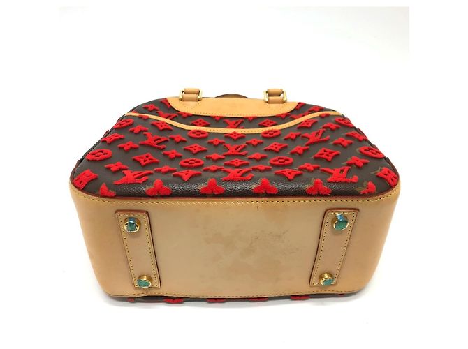 Louis Vuitton Monogram Tuffetage Deauville Cube Handtasche Braun Rot - Ansicht 6