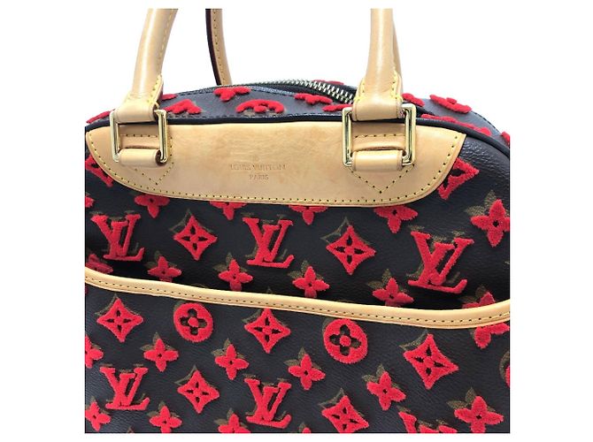 Louis Vuitton Monogram Tuffetage Deauville Cube Handtasche Braun Rot - Ansicht 8
