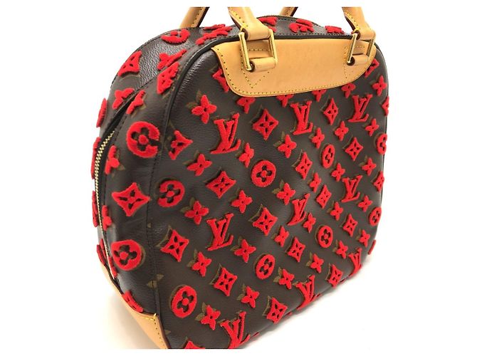 Louis Vuitton Monogram Tuffetage Deauville Cube Handtasche Braun Rot - Ansicht 9