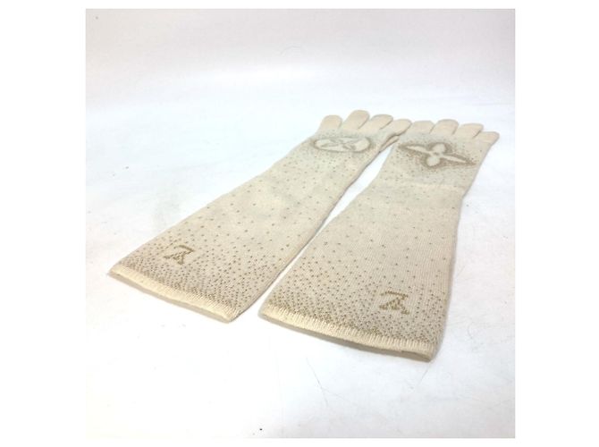 Lange Lamé Gonpoliana-Handschuhe mit Louis Vuitton-Logo Roh - Ansicht 4