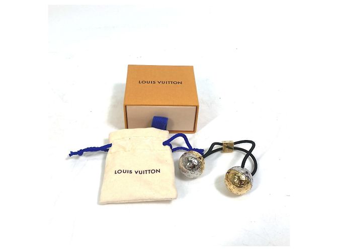 Fascia per capelli Louis Vuitton Monogram Nanogram Argento D'oro - vista 10