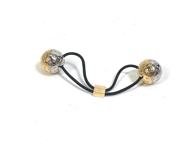 Fascia per capelli Louis Vuitton Monogram Nanogram Argento D'oro - vista 2
