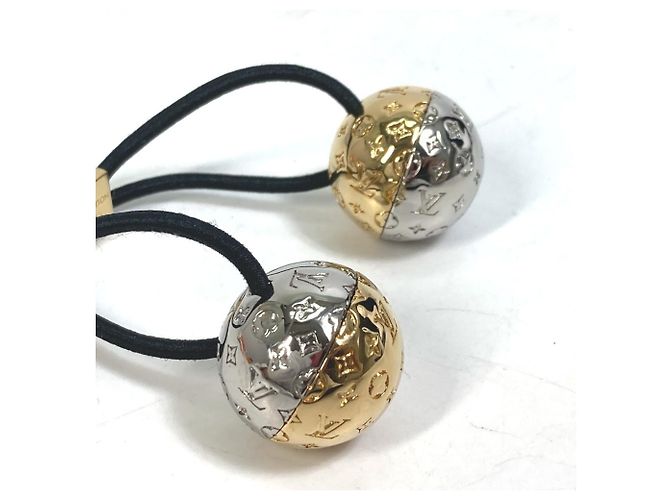 Fascia per capelli Louis Vuitton Monogram Nanogram Argento D'oro - vista 8