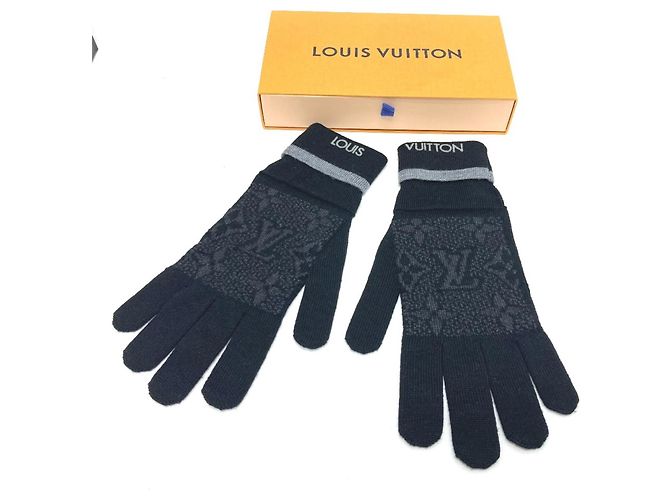 Guanti in lana da uomo Louis Vuitton Marrone Nero - vista 8