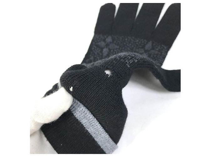 Guanti in lana da uomo Louis Vuitton Marrone Nero - vista 9