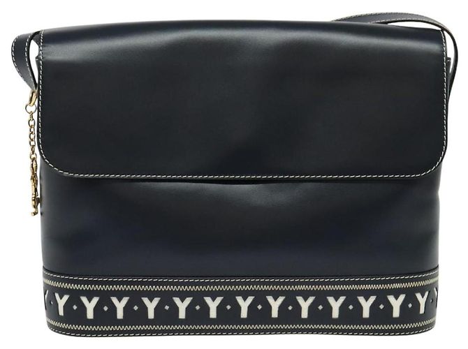 Saint Laurent Borsa a spalla Y Cut in pelle blu navy e oro Auth sw1140V D'oro - vista 13