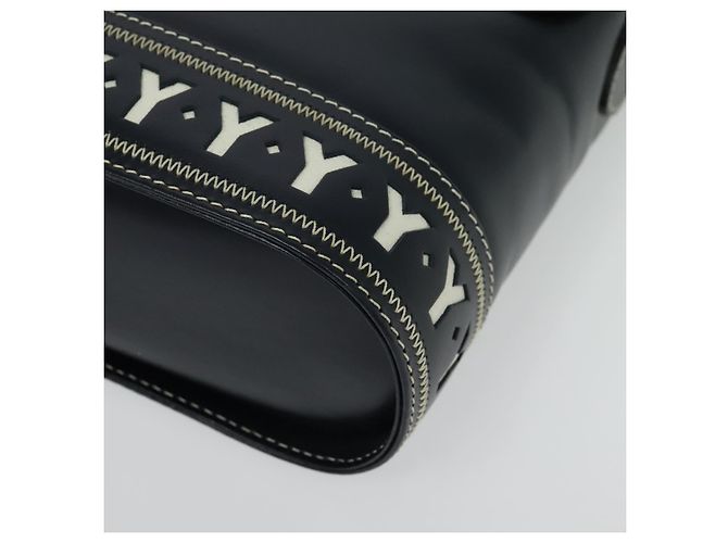 Saint Laurent Borsa a spalla Y Cut in pelle blu navy e oro Auth sw1140V D'oro - vista 15