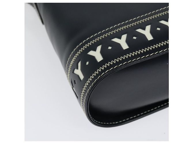Saint Laurent Borsa a spalla Y Cut in pelle blu navy e oro Auth sw1140V D'oro - vista 16