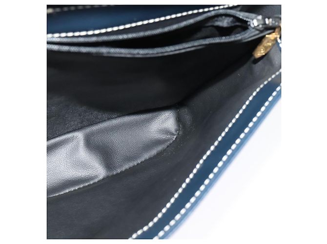 Saint Laurent Borsa a spalla Y Cut in pelle blu navy e oro Auth sw1140V D'oro - vista 20
