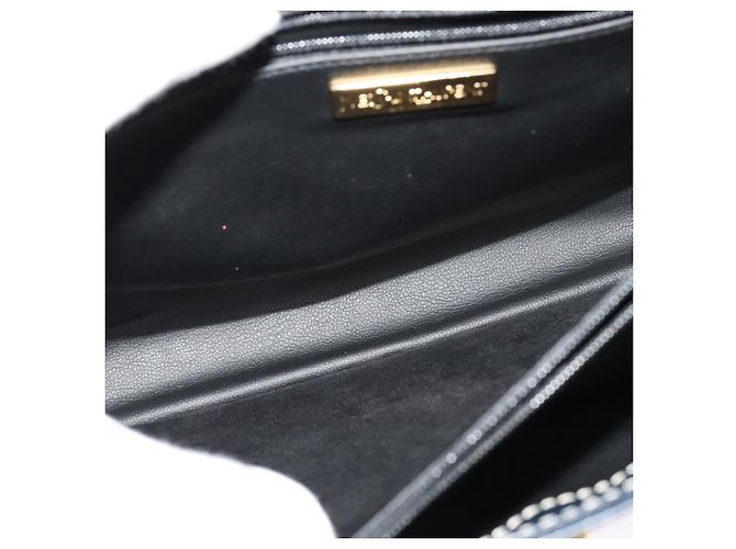 Saint Laurent Borsa a spalla Y Cut in pelle blu navy e oro Auth sw1140V D'oro - vista 23