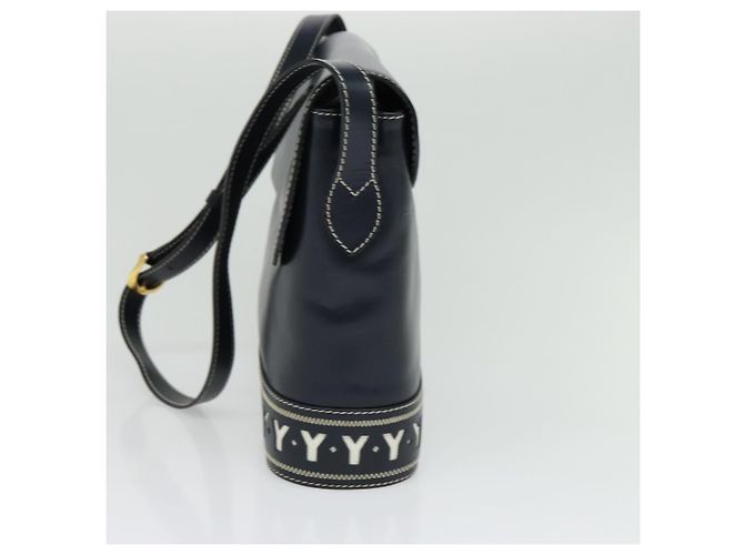 Saint Laurent Borsa a spalla Y Cut in pelle blu navy e oro Auth sw1140V D'oro - vista 4