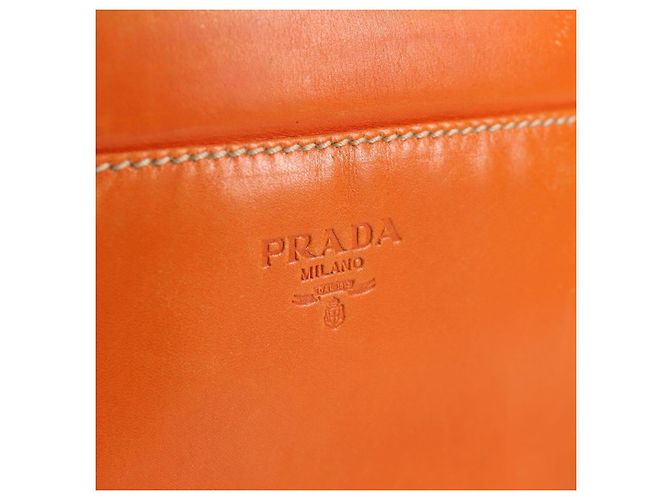 Borsa a Spalla PRADA in Pelle 2 in 1 Arancione Oro Auth ki5845 D'oro - vista 20