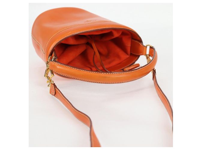Borsa a Spalla PRADA in Pelle 2 in 1 Arancione Oro Auth ki5845 D'oro - vista 7