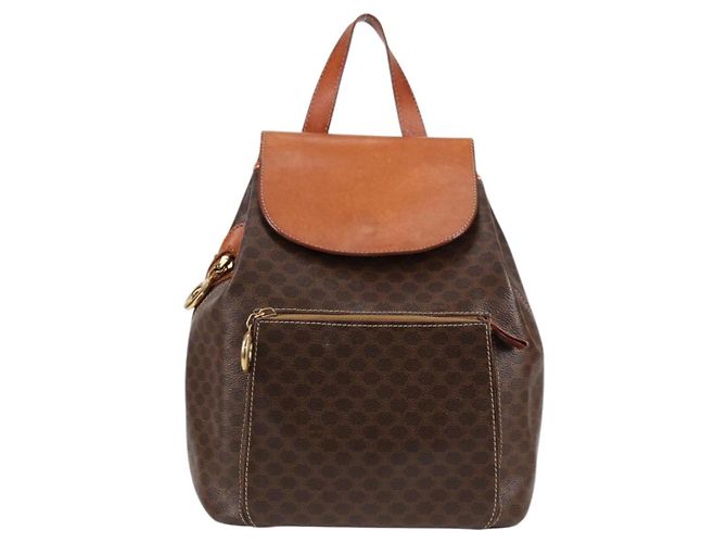 Céline CELINE Macadam Canvas Backpack PVC Leather Brown Gold Auth 133049 Golden - view 13
