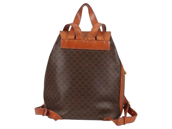 Céline CELINE Macadam Canvas Backpack PVC Leather Brown Gold Auth 133049 Golden - view 2