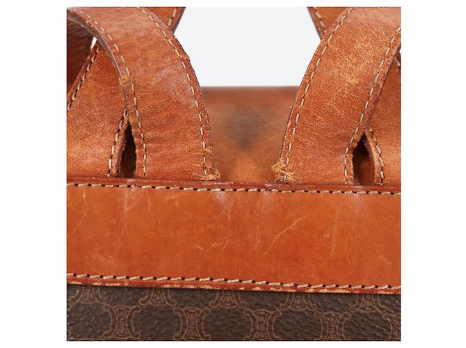 Céline CELINE Macadam Canvas Backpack PVC Leather Brown Gold Auth 133049 Golden - view 3