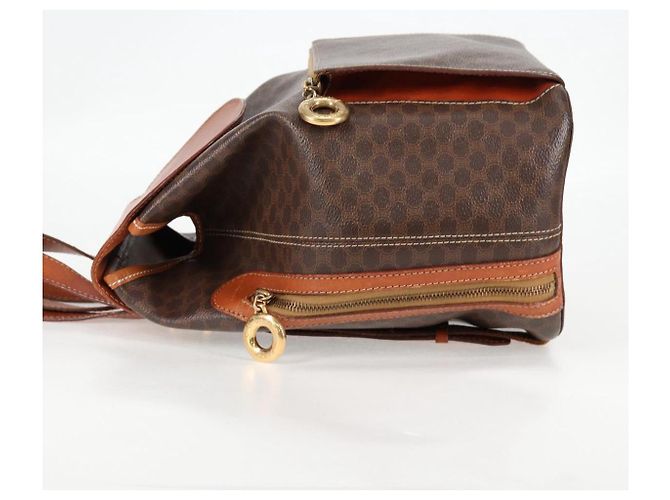 Céline CELINE Macadam Canvas Backpack PVC Leather Brown Gold Auth 133049 Golden - view 4