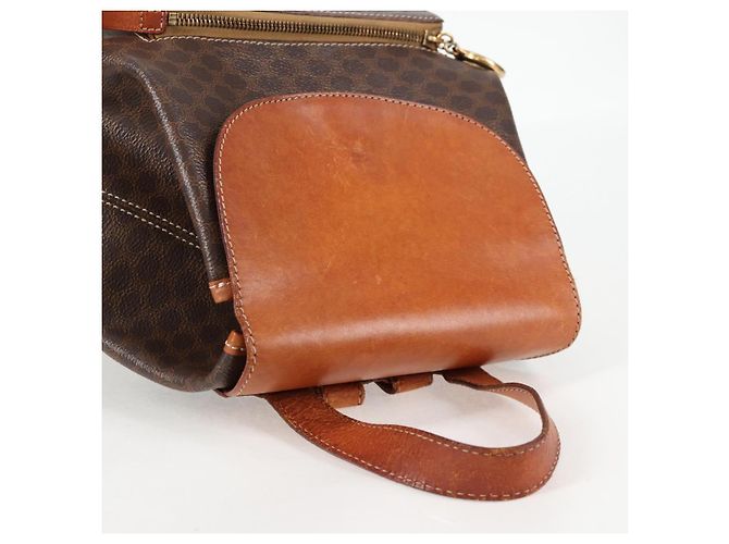 Céline CELINE Macadam Canvas Backpack PVC Leather Brown Gold Auth 133049 Golden - view 7