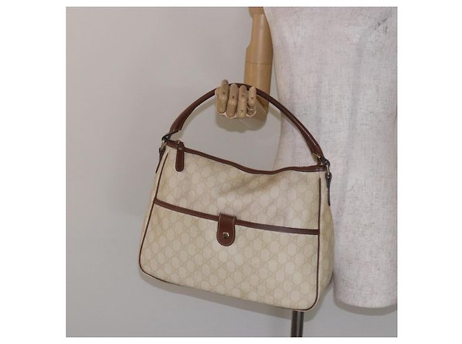 Borsa a Mano GUCCI GG Supreme PVC Bianco Oro 189898 Auth sw1305 D'oro - vista 26