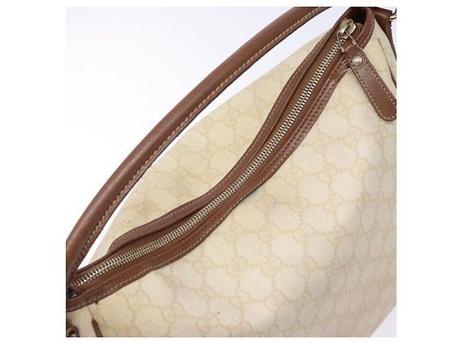 Borsa a Mano GUCCI GG Supreme PVC Bianco Oro 189898 Auth sw1305 D'oro - vista 6