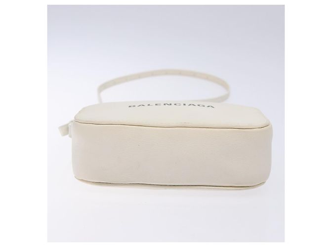 Balenciaga Borsa a Spalla in Pelle Bianca Argento Auth sw1264 Bianco - vista 5