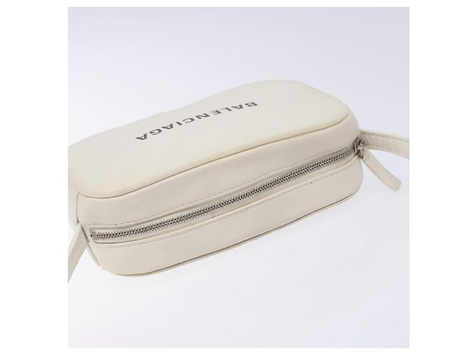Balenciaga Borsa a Spalla in Pelle Bianca Argento Auth sw1264 Bianco - vista 6