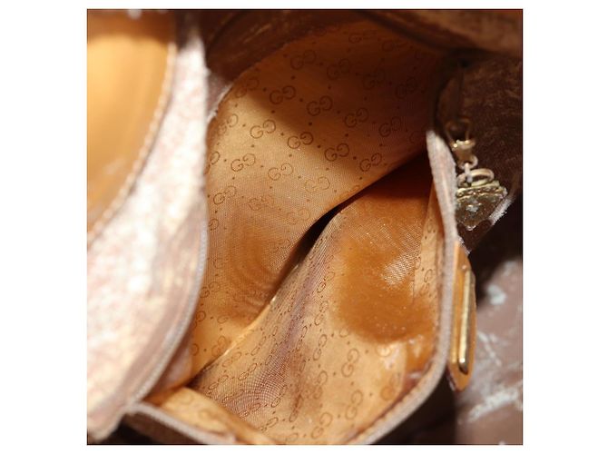 Gucci Borsa a Spalla Micro GG Supreme PVC Beige Oro Auth ep9824 D'oro - vista 11