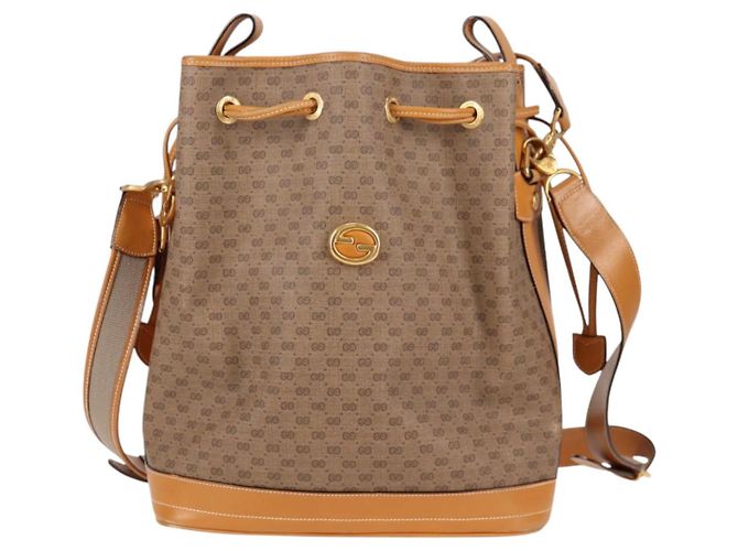Gucci Borsa a Spalla Micro GG Supreme PVC Beige Oro Auth ep9824 D'oro - vista 13