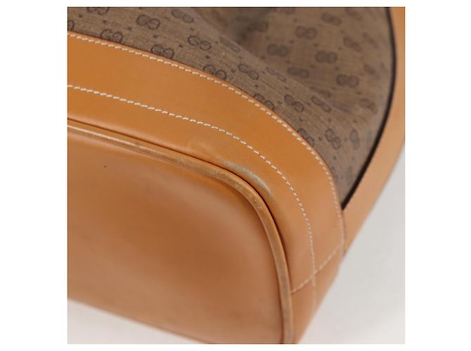 Gucci Borsa a Spalla Micro GG Supreme PVC Beige Oro Auth ep9824 D'oro - vista 14
