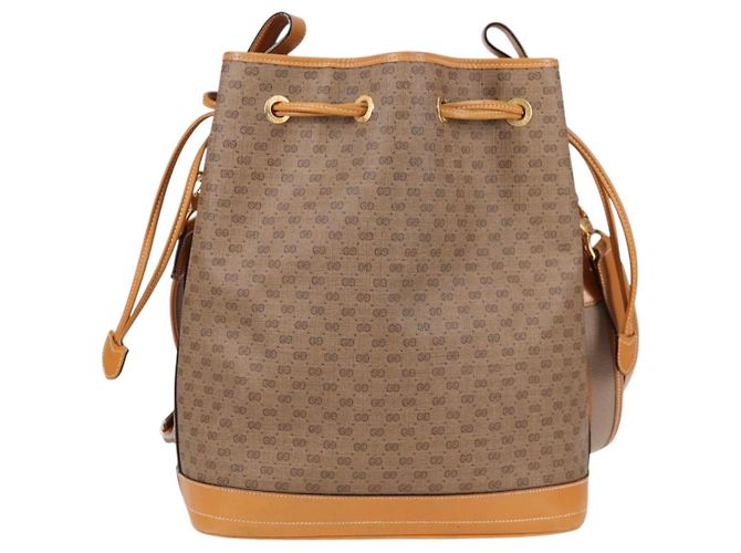 Gucci Borsa a Spalla Micro GG Supreme PVC Beige Oro Auth ep9824 D'oro - vista 2