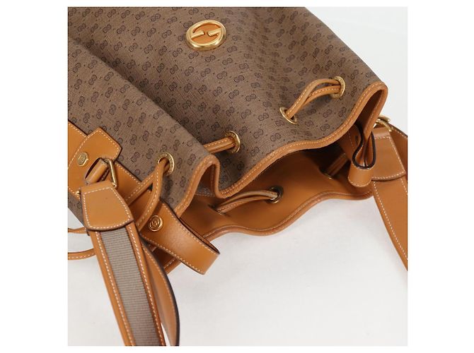 Gucci Borsa a Spalla Micro GG Supreme PVC Beige Oro Auth ep9824 D'oro - vista 6