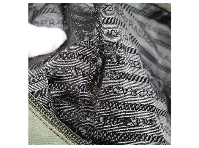 PRADA Schultertasche Nylon Khaki Silber Authentisch ki5844 - Ansicht 11