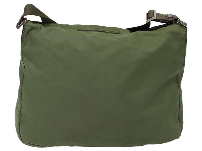 PRADA Schultertasche Nylon Khaki Silber Authentisch ki5844 - Ansicht 2