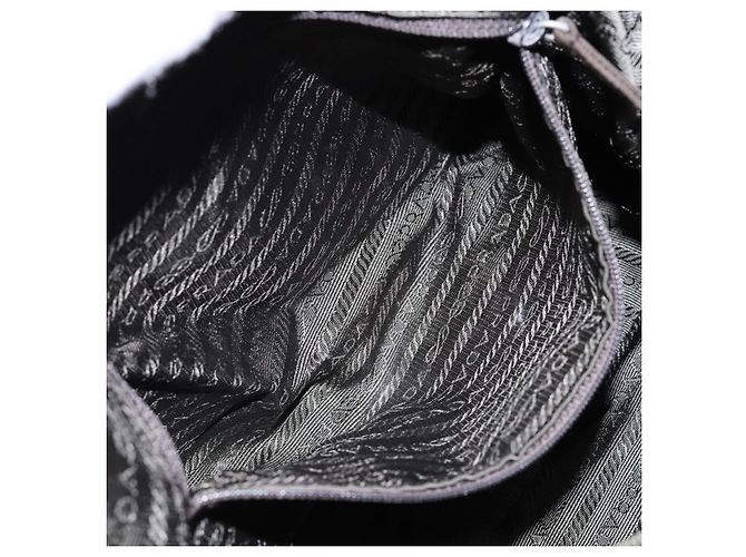 PRADA Schultertasche Nylon Khaki Silber Authentisch ki5844 - Ansicht 23