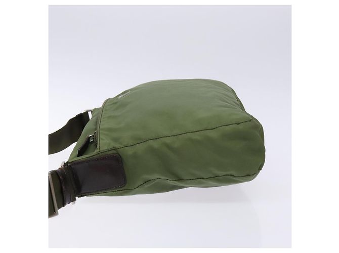 PRADA Schultertasche Nylon Khaki Silber Authentisch ki5844 - Ansicht 4