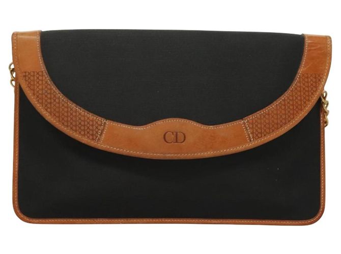 Borsa a spalla con catena Christian Dior in tela PVC nera Auth sw1313 - vista 13