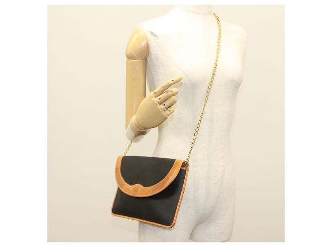 Borsa a spalla con catena Christian Dior in tela PVC nera Auth sw1313 - vista 20