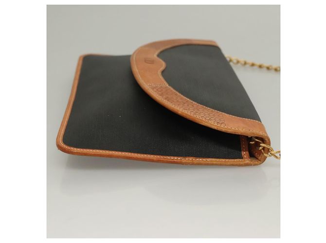 Borsa a spalla con catena Christian Dior in tela PVC nera Auth sw1313 - vista 3