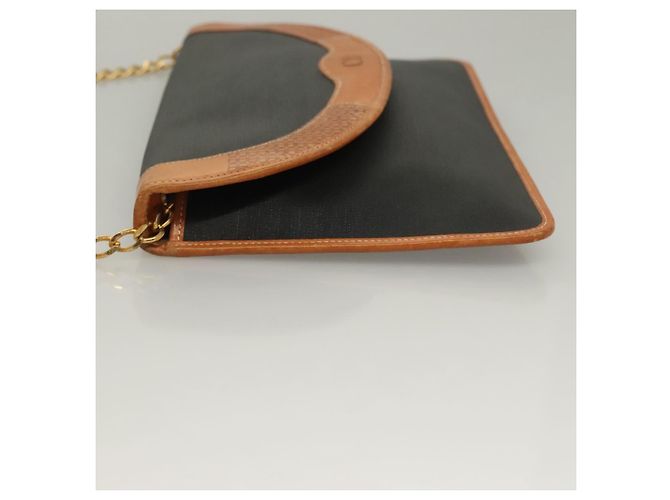 Borsa a spalla con catena Christian Dior in tela PVC nera Auth sw1313 - vista 4