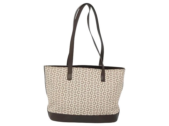Céline CELINE C Macadam Canvas Tote Bag Gold Weiß Auth ep9987 Golden - Ansicht 13