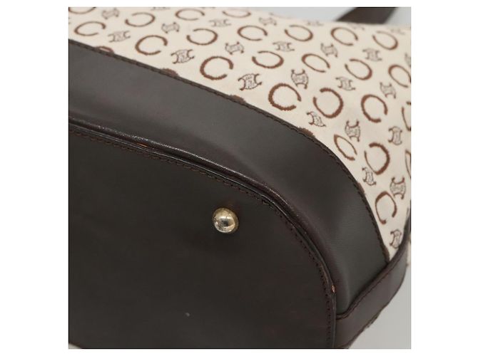 Céline CELINE C Macadam Canvas Tote Bag Gold Weiß Auth ep9987 Golden - Ansicht 14
