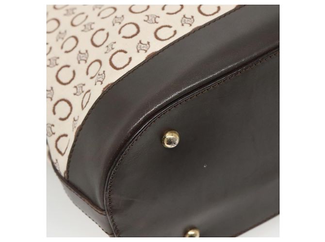 Céline CELINE C Macadam Canvas Tote Bag Gold Weiß Auth ep9987 Golden - Ansicht 16