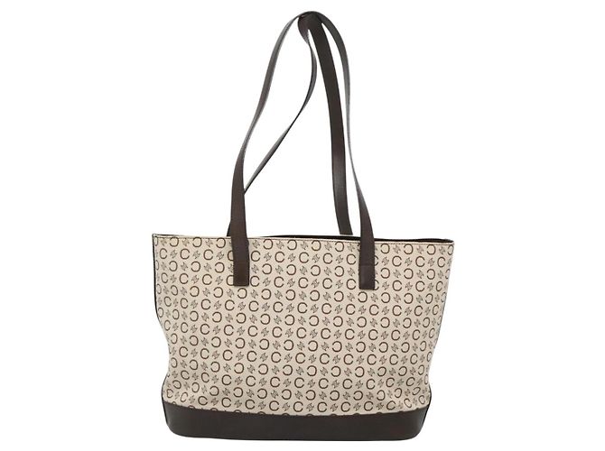Céline CELINE C Macadam Canvas Tote Bag Gold Weiß Auth ep9987 Golden - Ansicht 2