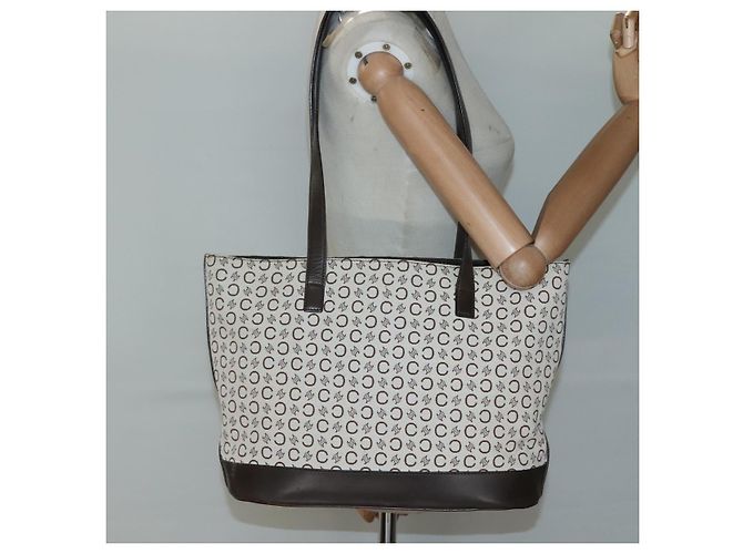 Céline CELINE C Macadam Canvas Tote Bag Gold Weiß Auth ep9987 Golden - Ansicht 22