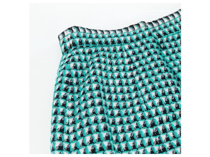 Falda CHANEL Tweed Verde Negro CC Auth 133643M - vista 4