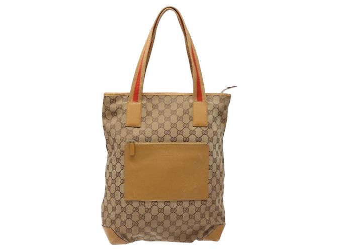 Bolso Tote de Lona GG Gucci Beige Plata 019 0401 Auth ep9945 - vista 13