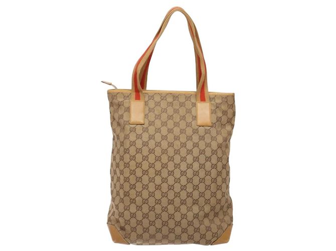 Bolso Tote de Lona GG Gucci Beige Plata 019 0401 Auth ep9945 - vista 2