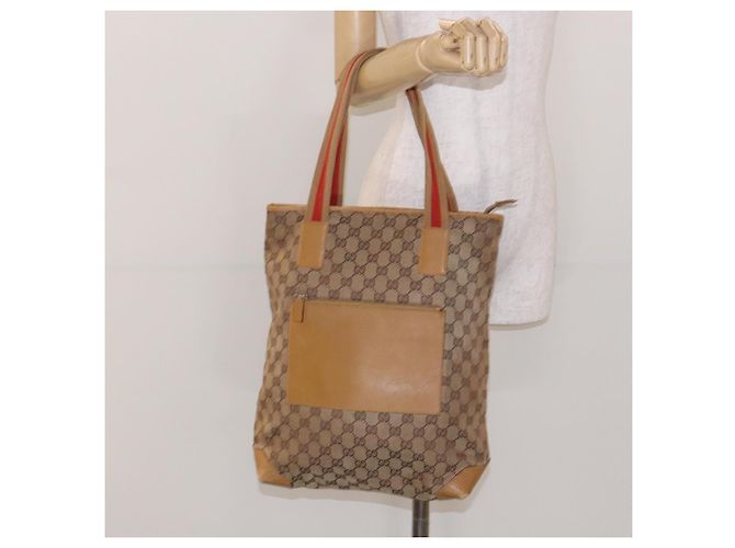 Bolso Tote de Lona GG Gucci Beige Plata 019 0401 Auth ep9945 - vista 26