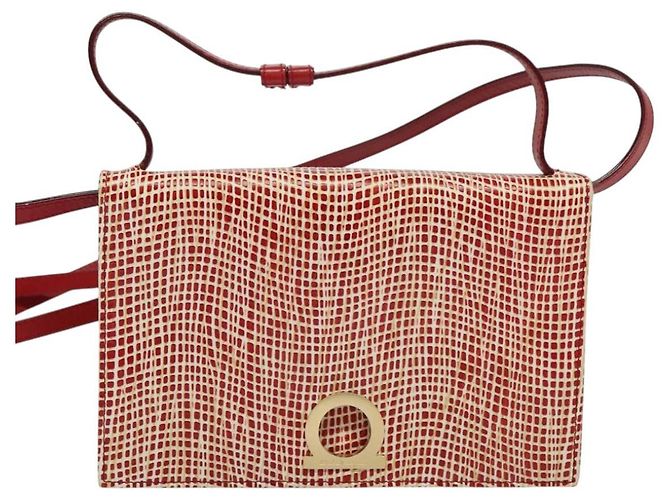Portafoglio a spalla Salvatore Ferragamo Pelle Rossa Oro Auth sw1278 Rosso D'oro - vista 13