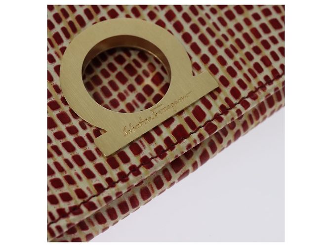Portafoglio a spalla Salvatore Ferragamo Pelle Rossa Oro Auth sw1278 Rosso D'oro - vista 20